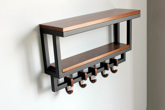 Wall shelf with hooks 50x28.5x15 cm - "Roof style"