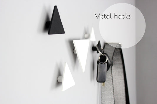 Metal triangular hooks, entryway decor hangers