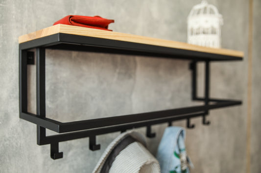 Hallway shelf with hooks 70x20x26.5 cm - "HomeHook"