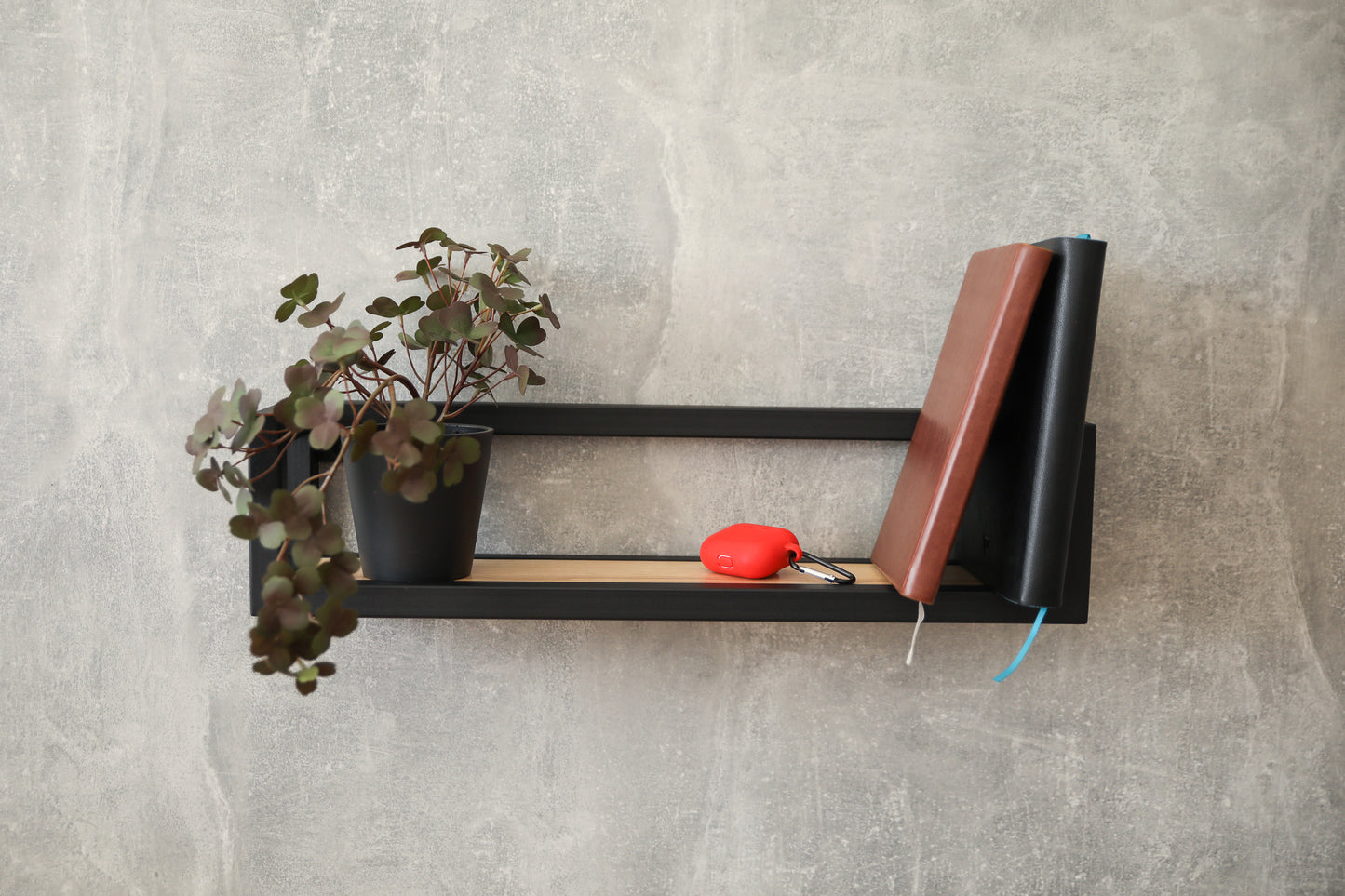 Decor metal wood shelf 70x12x12 cm - "Exclusive"