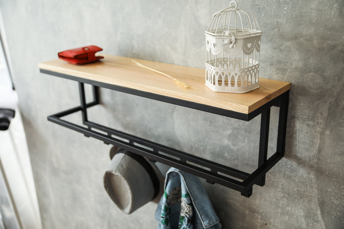 Hallway shelf with hooks 70x20x26.5 cm - "HomeHook"