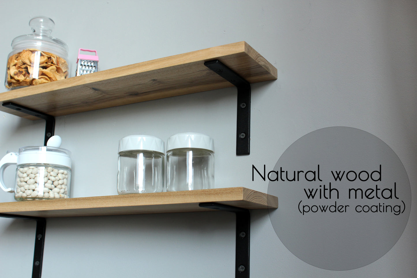 2 wall mounted kitchen shelves 50x15x12 cm