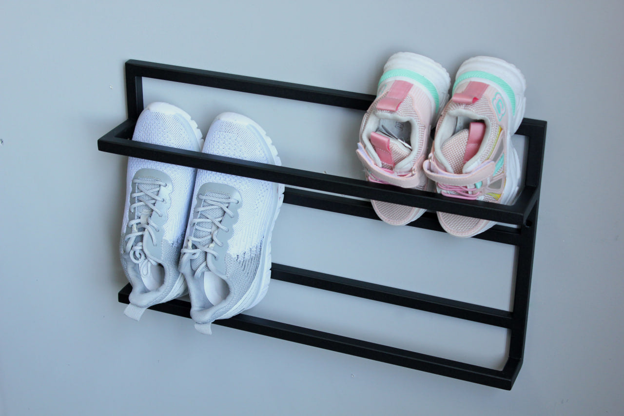 Black wall shoe online rack