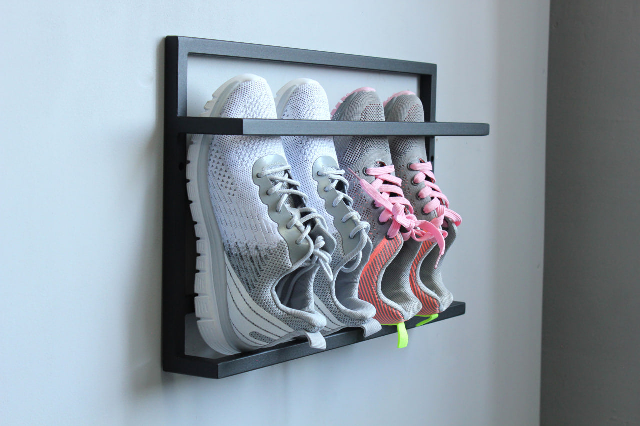 Metal wall shoe rack