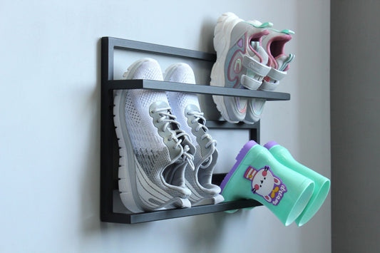 metal wall shoe storage