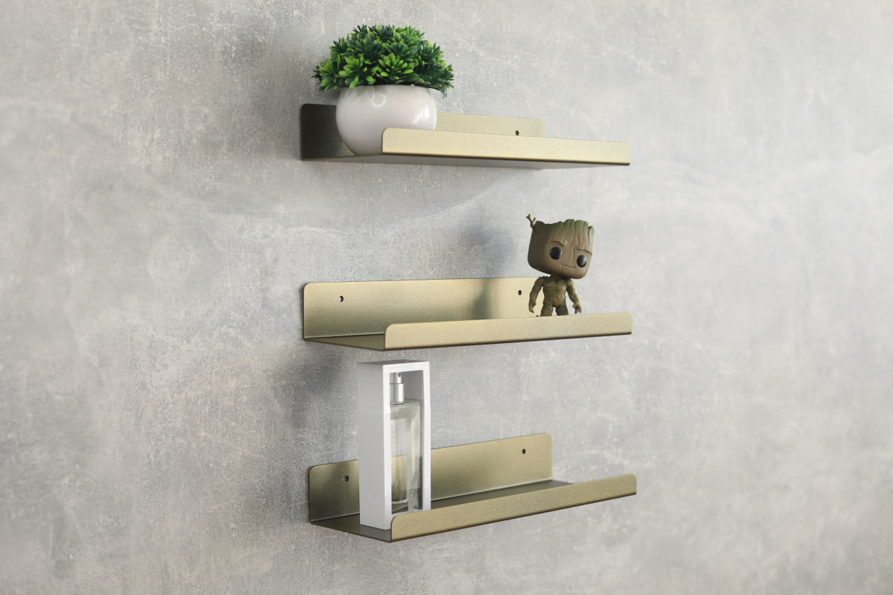 Set 3 bent metal decorative shelf - "Booklove"