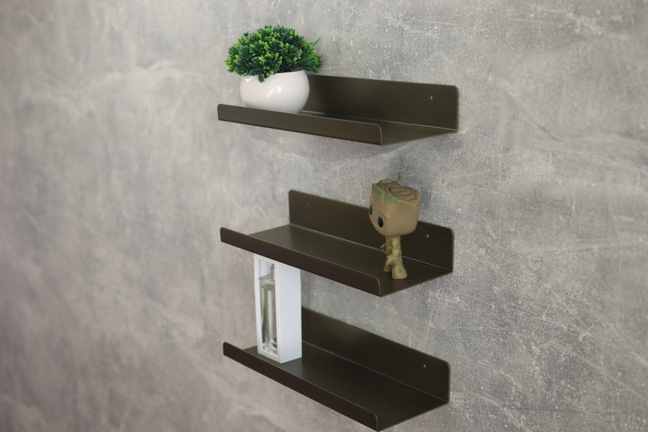 Set 3 bent metal decorative shelf - "Booklove"