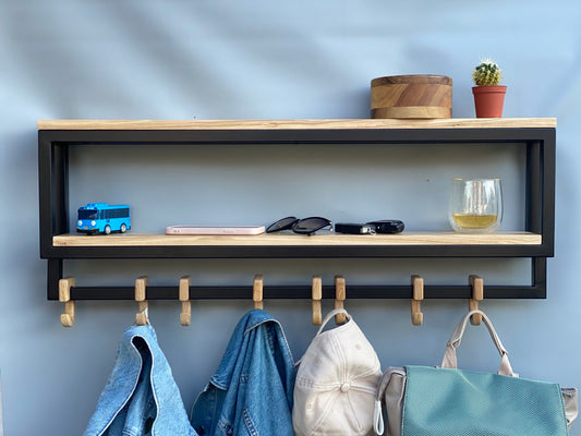 entryway shelf with hooks