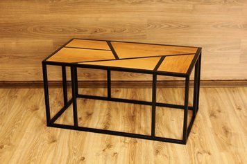 Кавовий столик &ldquo;Креатив&rdquo;	90х50х45 см, метал: чорний, дерево: горіх (ML-4) ML-4 фото