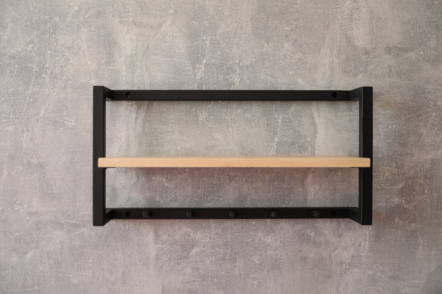 Полиця в передпокій "Welcome Shelf" 40 см, 40х15х25 см + 4 гачки, метал: темно-зелений, дерево: горіх (ML-68.2) ML-68 фото