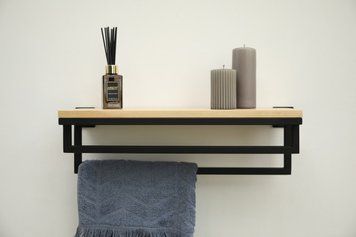 Поличка у ванну кімнату "Wet with wood"  з деревом ясен, розміром - 60х17х15 см ML-54.1 фото