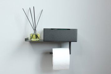 Полиця з шкатулкою для туалетного паперу "Stylish image" 28х15х14,5 см, чорний (ML-50) ML-50 фото