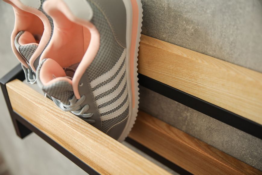 Настінна полиця для взуття "FootFix" 60 см, 60х13х20 см, метал: темно-сірий, дерево: палісандр (ML-75.4) ML-75 фото
