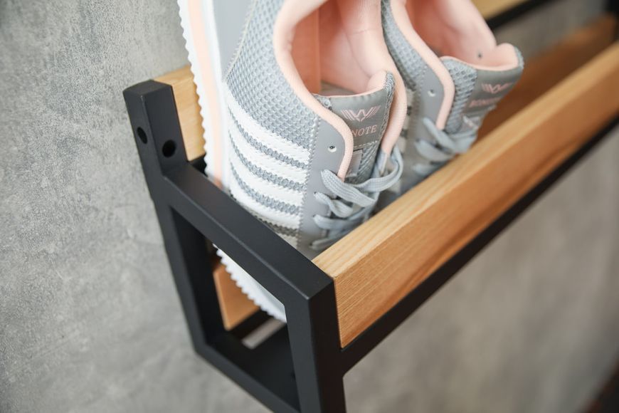 Настінна полиця для взуття "FootFix" 120 см, 120х13х20 см, метал: темно-сірий, дерево: білий (ML-75.10) ML-75 фото