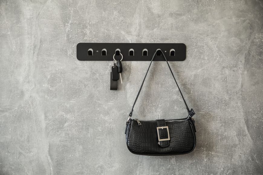 Вішалка для одягу "типу Keys" 20 см, 20х6,5х3 см + 3 гачки, чорний (ML-53.1) ML-53 фото
